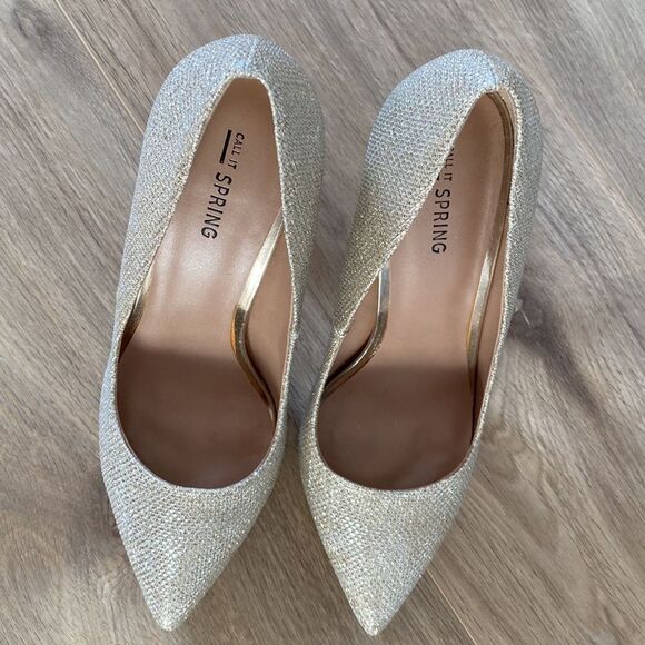 Sparkly Gold Call It Spring Pumps - Picture 4 of 6